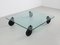 Vintage Italian Low Glass Tavolo con Ruote Coffee Table by Gae Aulenti for Fontana Arte, 1980s 5