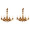 Antique Italian Giltwood Six Branch Chandeliers, 1920s, Set of 2, Image 1