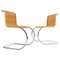 Chrome and Wicker Cantilever Chairs in the style of Mies van der Rohe, Set of 2 1
