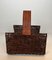 Black Rattan and Leather Lacquered Metal Holder., 1970s 5