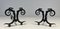 Wrought Iron Chenets with Snakes in the style of Edgar Brandt, 1950s, Set of 2 12