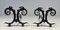 Wrought Iron Chenets with Snakes in the style of Edgar Brandt, 1950s, Set of 2 4