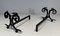 Wrought Iron Chenets with Snakes in the style of Edgar Brandt, 1950s, Set of 2 5