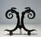Wrought Iron Chenets with Snakes in the style of Edgar Brandt, 1950s, Set of 2 7