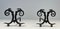 Wrought Iron Chenets with Snakes in the style of Edgar Brandt, 1950s, Set of 2 1
