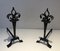 Wrought Iron Chenets with Lily Flowers, Set of 2 12