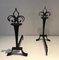 Wrought Iron Chenets with Lily Flowers, Set of 2 5