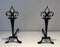 Wrought Iron Chenets with Lily Flowers, Set of 2 2