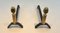 Neoclassical Brass and Wrought Iron Andirons, 1940s, Set of 2 12