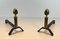 Neoclassical Brass and Wrought Iron Andirons, 1940s, Set of 2, Image 1