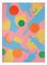 Botellas y frutos cítricos que caen, patrones de silueta rosa, amarillo y azul, Imagen 1