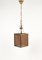 Mid-Century Wicker, Brass and Glass Hanging Light, Italy, 1970s, Image 2