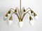 Large Mid-Century 9-Armed Brass Chandelier with Opal Glass Shades, 1950s, Image 3