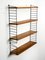 Teak Wall Hanging Shelf with Four Shelves by Kajsa & Nils Nisse Strinning, 1960s 15