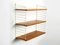 Teak Wall Hanging Shelf with 3 Shelves by Kajsa & Nils Nisse Strinning, 1960s 4