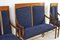 Liberty Living Room Set in Beech and Blue Velvet, 1900s, Set of 4 6