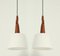 Ceiling Lamps in Teak and Opaline Glass, 1960s, Set of 2 1