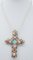 Pendentif Croix en Or et Argent 14 Kt avec Diamants, Saphirs et Turquoise, 1950s 3