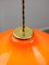 Lampe à Suspension Mid-Century en Verre & Laiton Orange, Italie 10