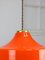 Mid-Century Italian Orange Glass & Brass Pendant Lamp, Image 4