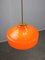 Mid-Century Italian Orange Glass & Brass Pendant Lamp 9