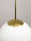 Large Mid-Century Italian Opaline & Brass Sphere Pendant Lamp 13