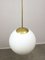 Large Mid-Century Italian Opaline & Brass Sphere Pendant Lamp 12