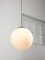 Grande Lampe à Suspension Sphère Mid-Century en Opaline & Laiton, Italie 4