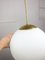 Large Mid-Century Italian Opaline & Brass Sphere Pendant Lamp 15