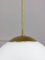 Grande Lampe à Suspension Sphère Mid-Century en Opaline & Laiton, Italie 6