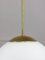 Large Mid-Century Italian Opaline & Brass Sphere Pendant Lamp 6