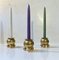 Scandinavian Space Age Brass Cauldron Candlesticks, 1950s, Set of 3 3