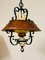 Antique Ceiling Lamp in Porcelain, Copper and Wrought Iron 4