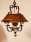 Antique Ceiling Lamp in Porcelain, Copper and Wrought Iron 1