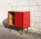 Mid-Century Chesterfield Bar Trolley in Red Skai, 1950s, Image 1