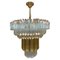 Mid-Century Modern Clear and Brown Murano Glass Triedri Chandelier from Venini, 1970s, Image 1
