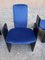 Esszimmerstühle aus schwarz lackiertem Holz & blauem Samtstoff von Arflex, 1960er, 6 . Set 6