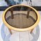 Vintage Round Table in Beige Leather and Amber Glass by Luigi Massoni, 1970s 4