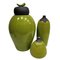 Vases Vintage Verts en Céramique Raku de Befos, Set de 3 1