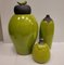 Vases Vintage Verts en Céramique Raku de Befos, Set de 3 3