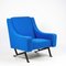 Italian Lounge Chair with Blue Kvadrat Fabric, 1960s 1