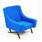 Italienischer Sessel mit blauem Kvadrat Stoff, 1960er 4