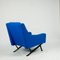 Italian Lounge Chair with Blue Kvadrat Fabric, 1960s 2