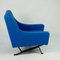 Italienischer Sessel mit blauem Kvadrat Stoff, 1960er 6