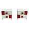 Wood and White / Red Glass Bedside Tables, 1990s, Set of 2 3