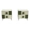 Wood and Green Glass Bedside Tables, 1990s, Set of 2 1