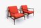 Italian Red Fabric and Solid Wood Armchairs by Fratelli Reguitti, 1950s, Set of 2 6
