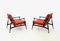 Italian Red Fabric and Solid Wood Armchairs by Fratelli Reguitti, 1950s, Set of 2 7