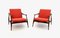 Italian Red Fabric and Solid Wood Armchairs by Fratelli Reguitti, 1950s, Set of 2, Image 3
