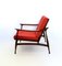 Italian Red Fabric and Solid Wood Armchairs by Fratelli Reguitti, 1950s, Set of 2, Image 9